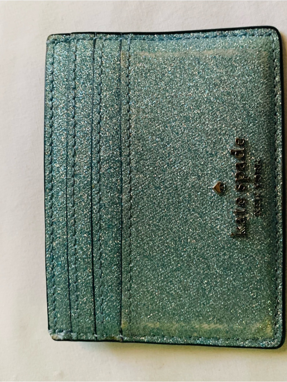 kate spade Teal Glitter Card & Key Holder